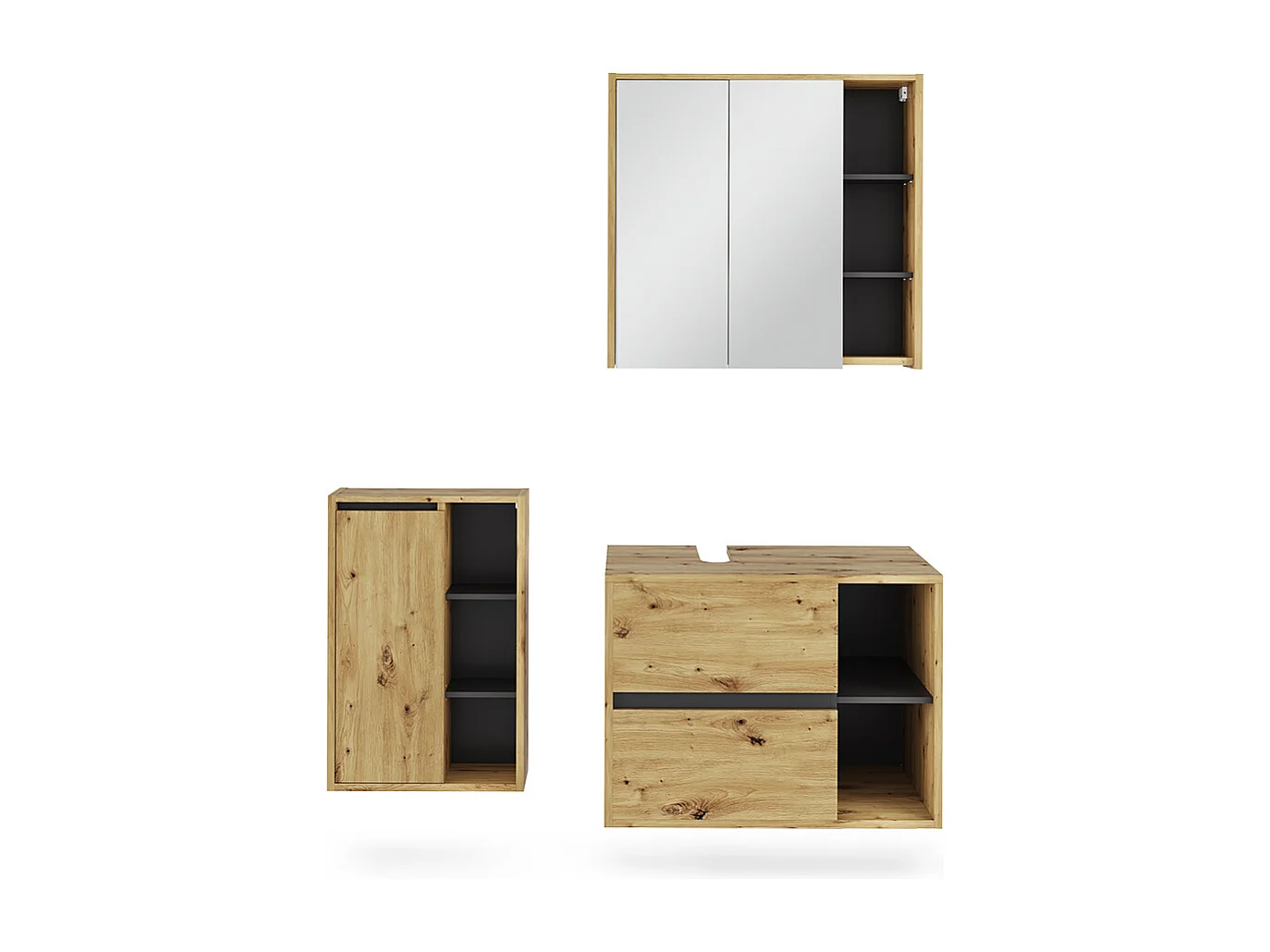 Ensemble de meubles de salle de bains artisan/gris 80x46x60 viola