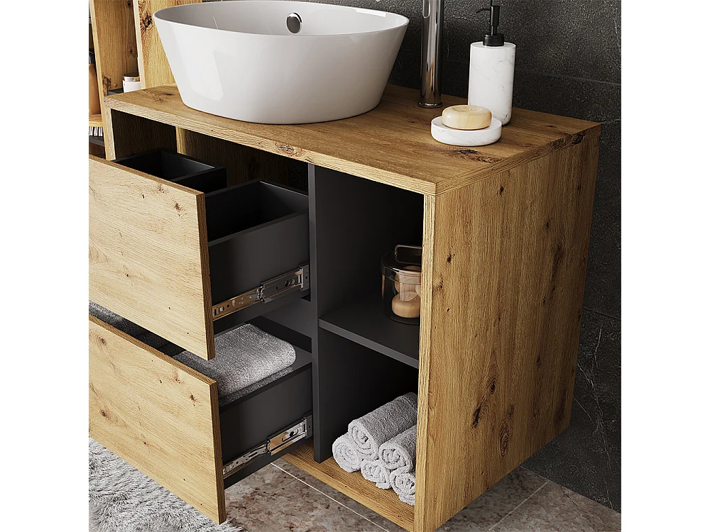 Ensemble de meubles de salle de bains artisan/gris 80x46x60 viola