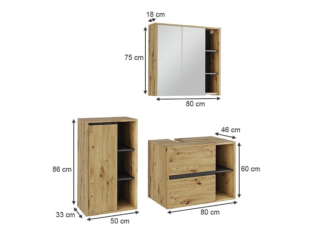 Set di mobili da bagno artigiano/grigio 80x46x60 viola
