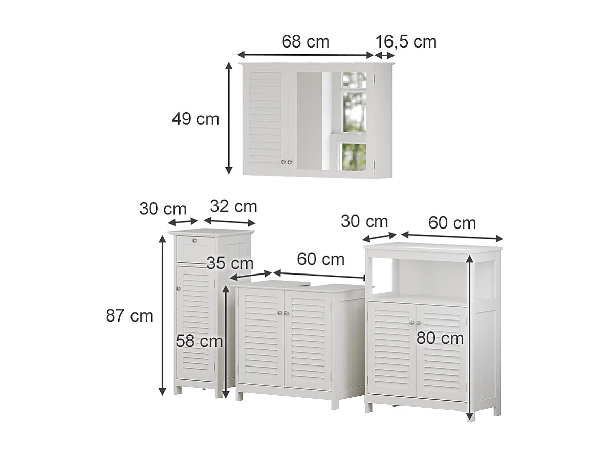 Badkamermeubelset wit 60x35x58 riad