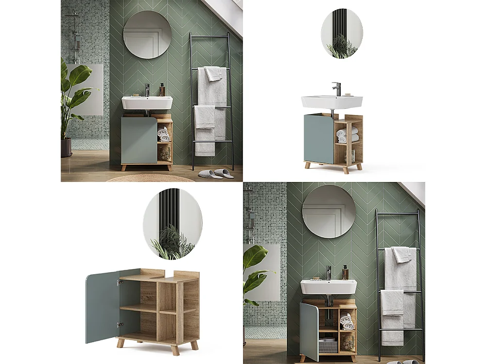 Badkamermeubelset sonoma/blauw 60x35x65 karen