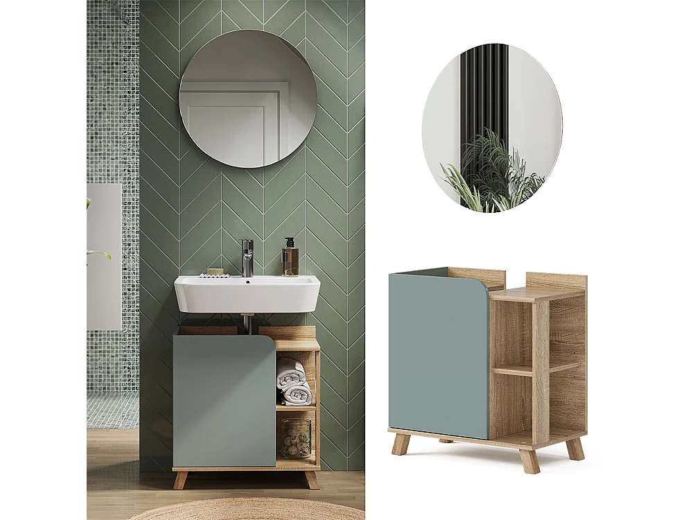 Meubles bain sonoma/bleu 60x35x65 karen