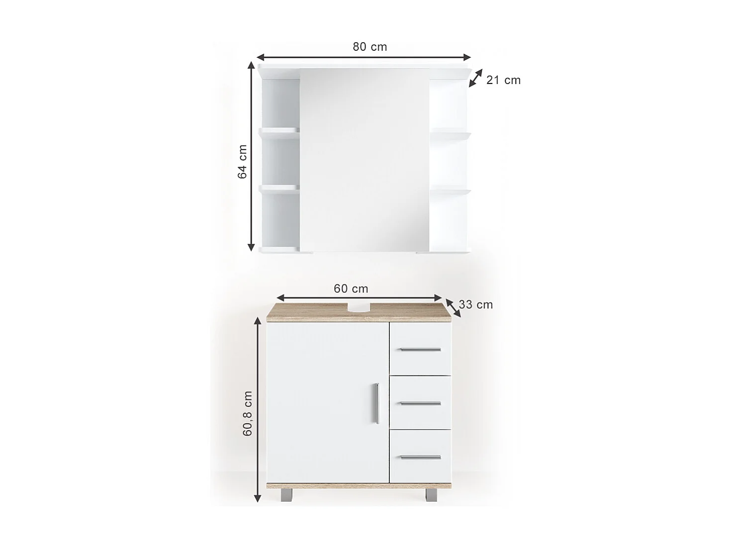 Set mobili bagno sonoma 60x33x60.8 ilias