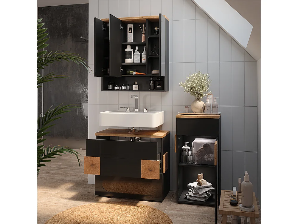 Meubles bain anthracite 70x37x64.5 eden