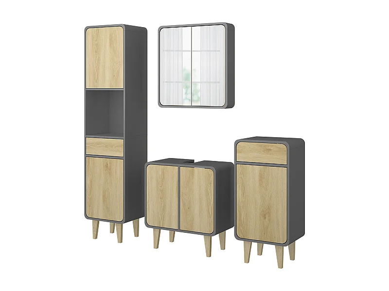 Meubles bain anthracite/chêne 60x30x61 arla