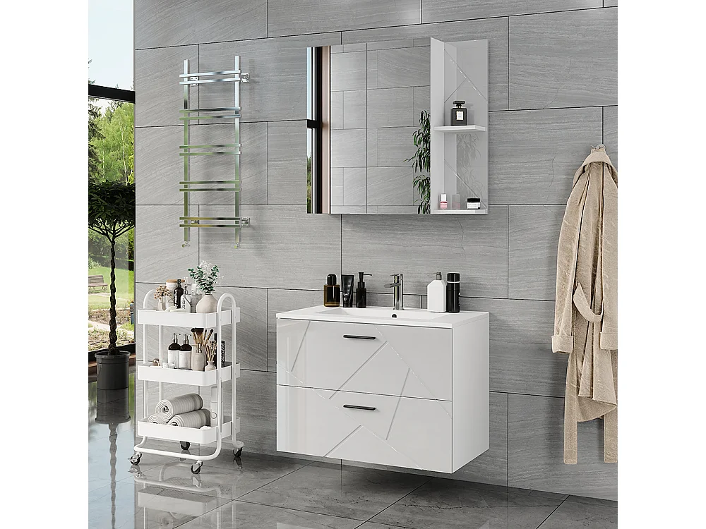 Set di mobili da bagno bianco/bianco lucido 80x44.6x57 irma
