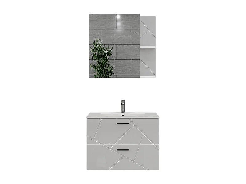 Badmöbel-Set branco/branco brilhante 80x44.6x57 irma