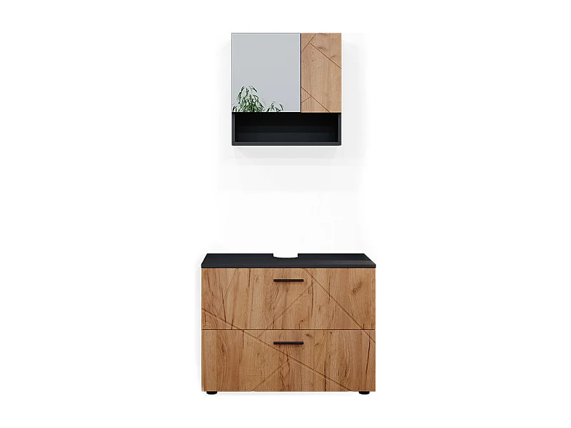 Conjunto de muebles de baño oro power roble/antracita 80x41x58.6 irma