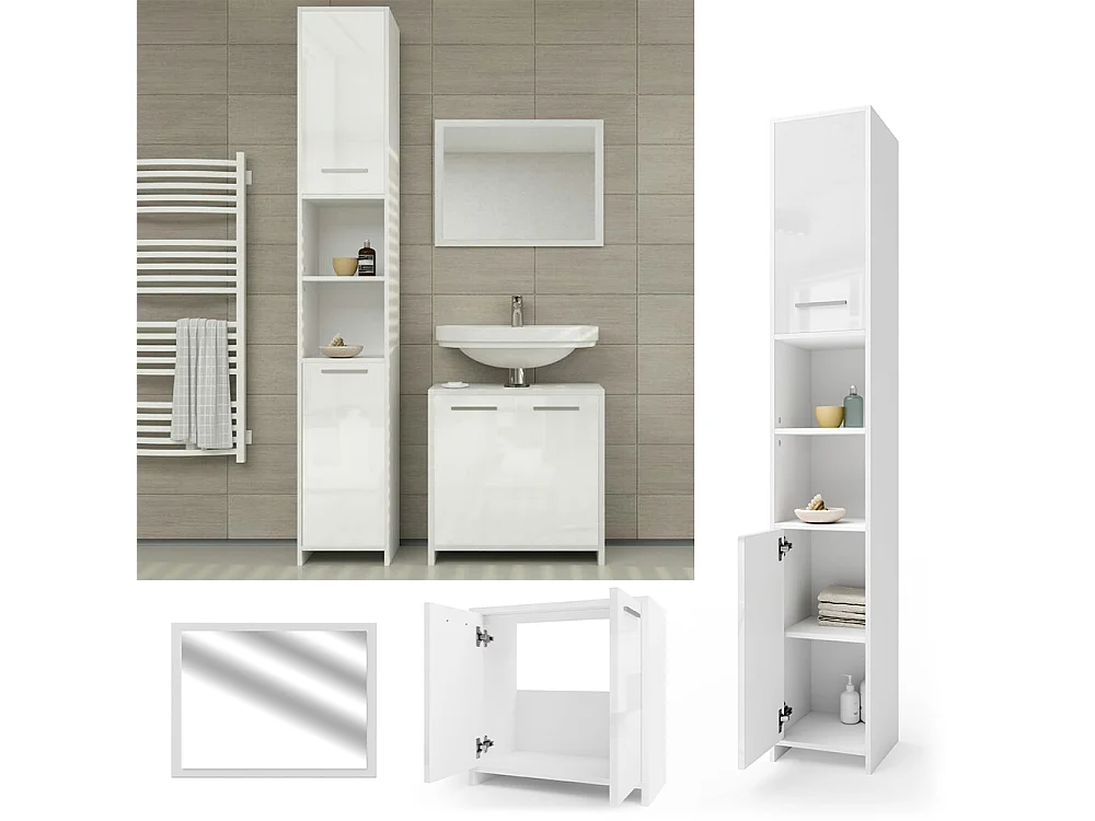 Conjunto de muebles de baño blanco alto brillo/blanco 58x33x60 kiko