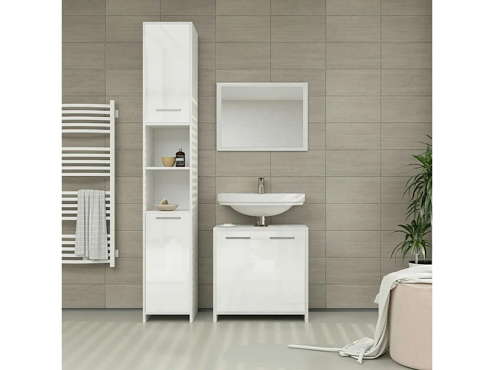 Conjunto de muebles de baño blanco alto brillo/blanco 58x33x60 kiko