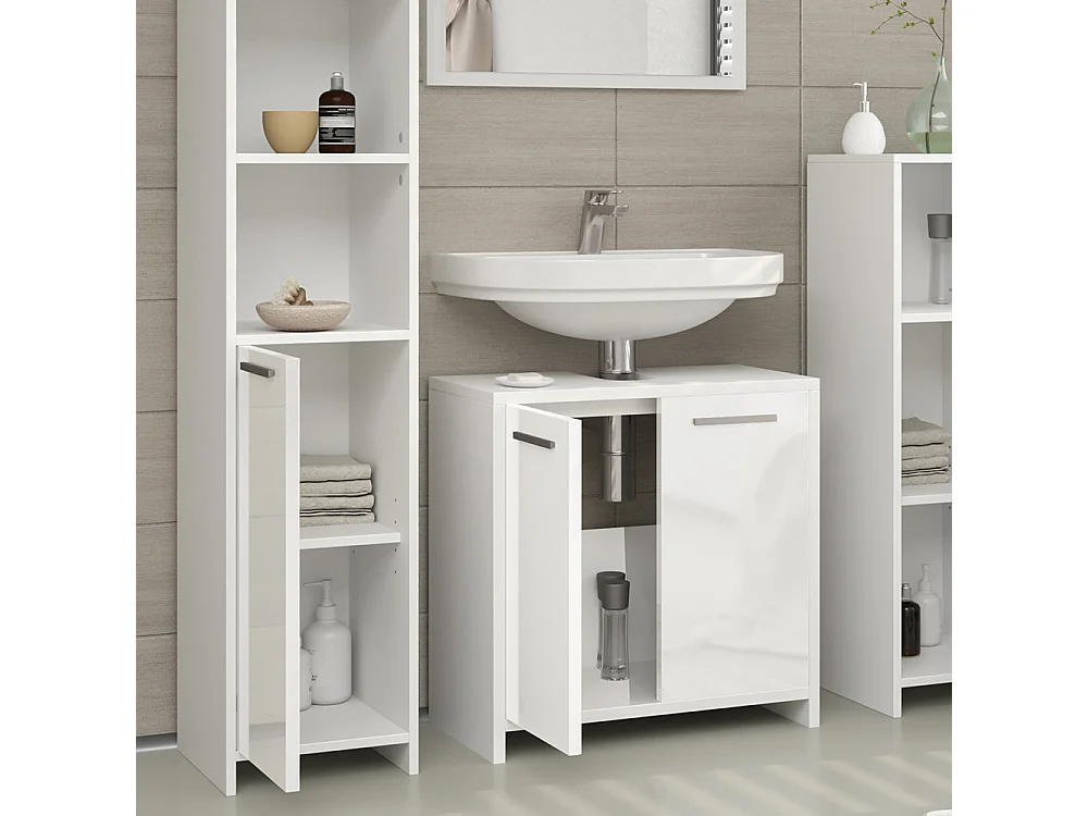Conjunto de muebles de baño blanco alto brillo/blanco 58x33x60 kiko