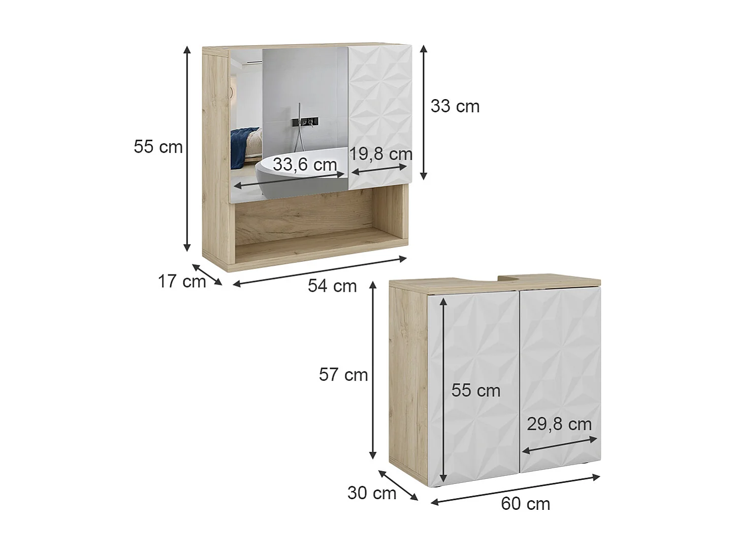 Meubles bain blanc 60x30x57 edge