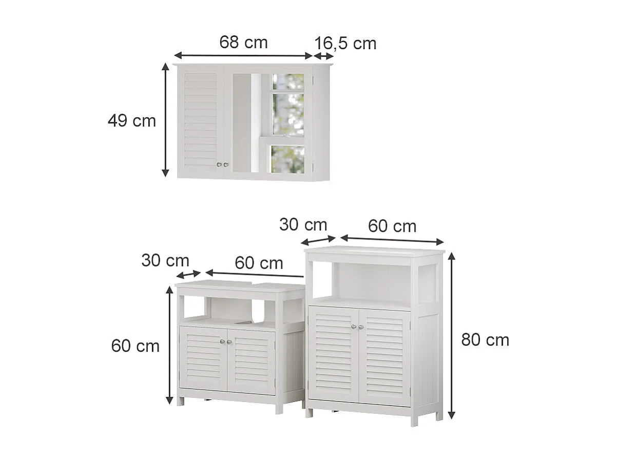 Meubles bain blanc 60x30x60 riad