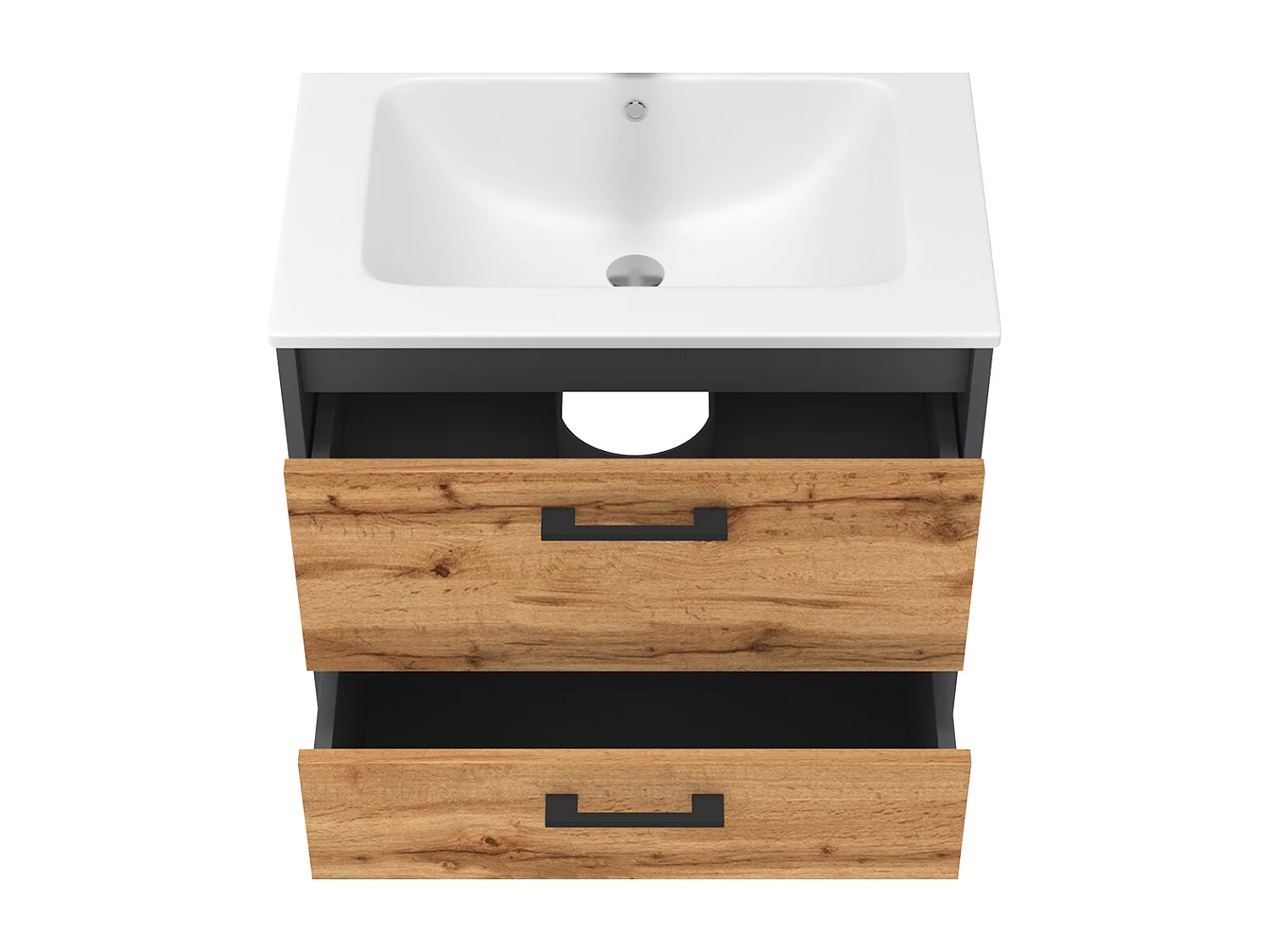 Set di mobili da bagno antracite/quercia dorata 61x46.5x61.5 lanco