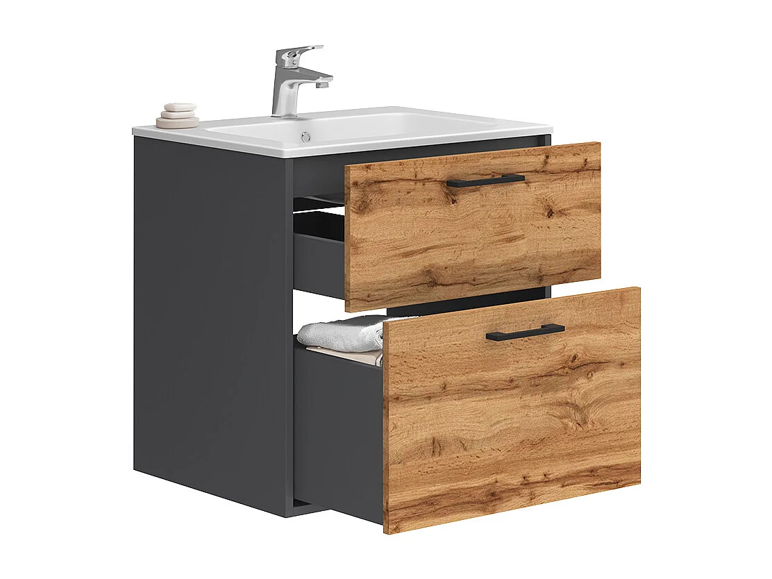Set di mobili da bagno antracite/quercia dorata 61x46.5x61.5 lanco