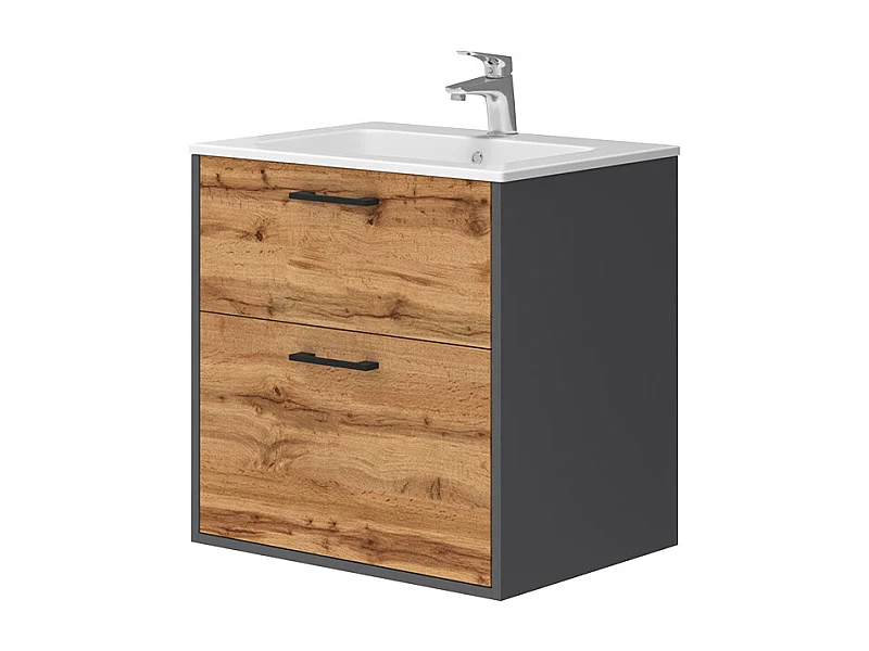 Meubles bain anthracite/chêne doré 61x46.5x61.5 lanco