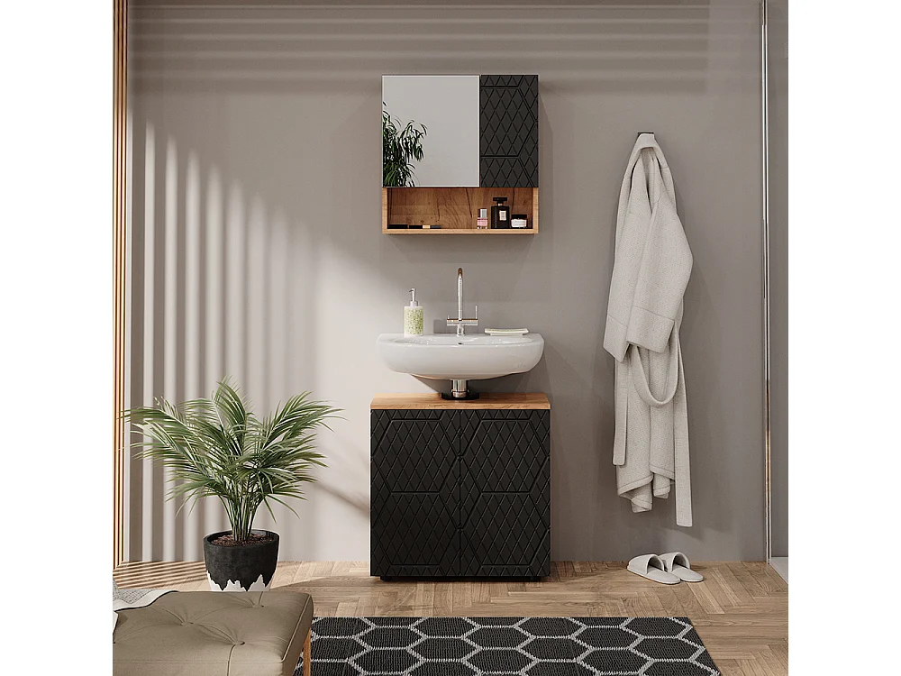Meubles bain anthracite avec structure en nid dabeille 80x41x58.6 irma