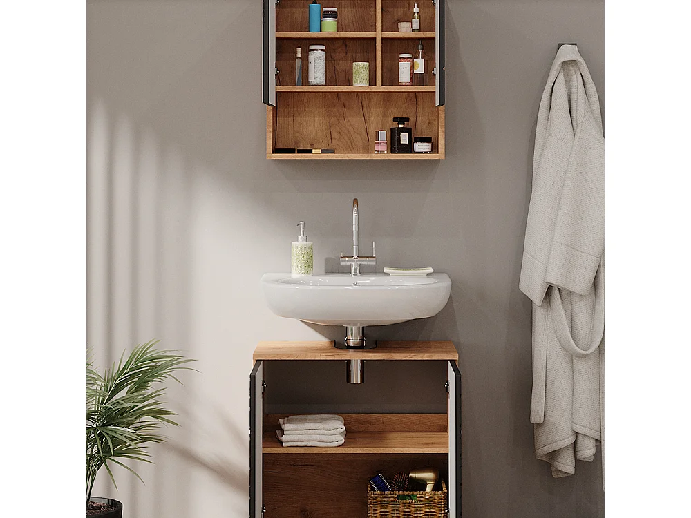 Meubles bain anthracite avec structure en nid dabeille 80x41x58.6 irma