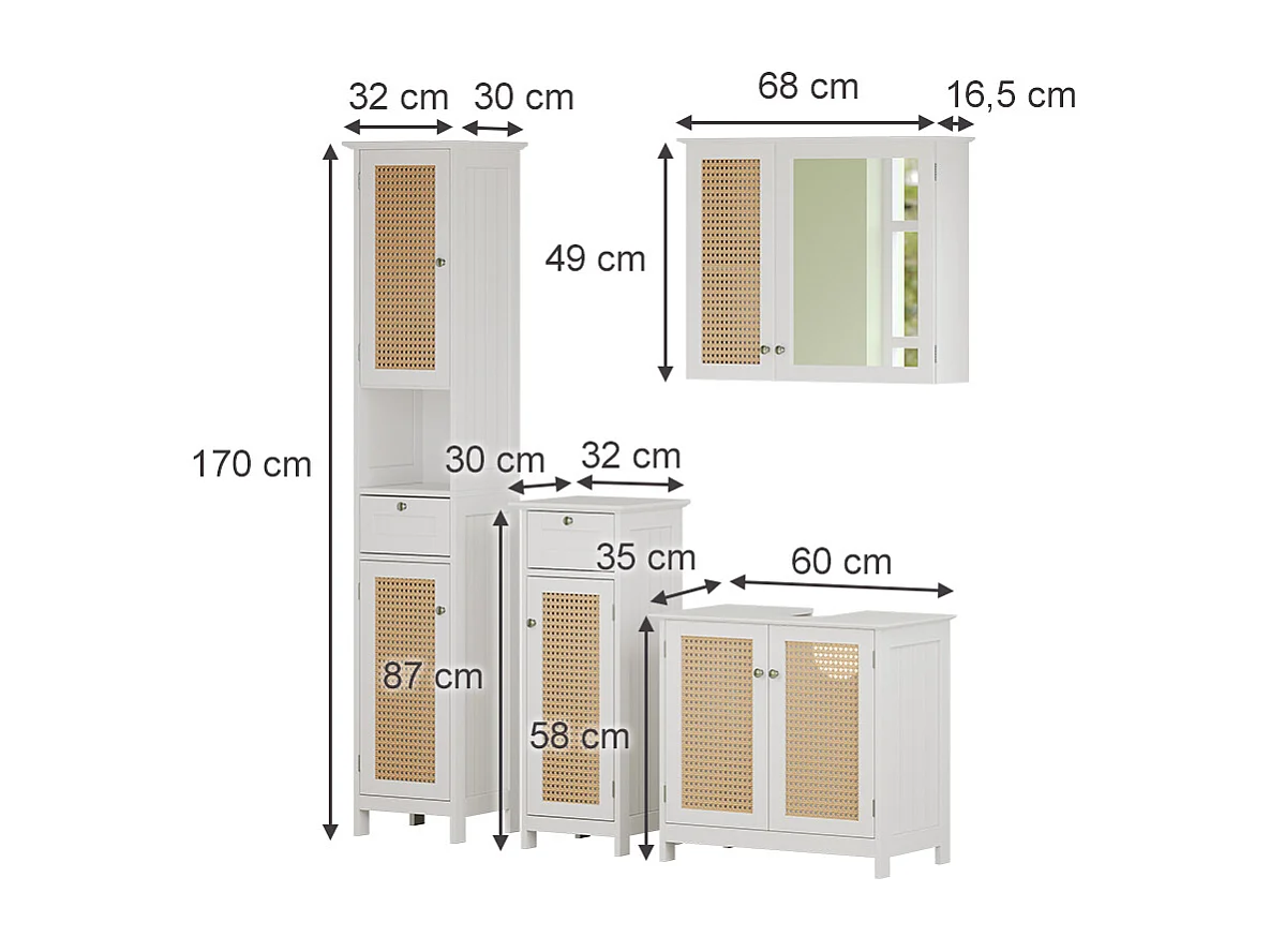 Meubles bain blanc 60x35x58 rosario