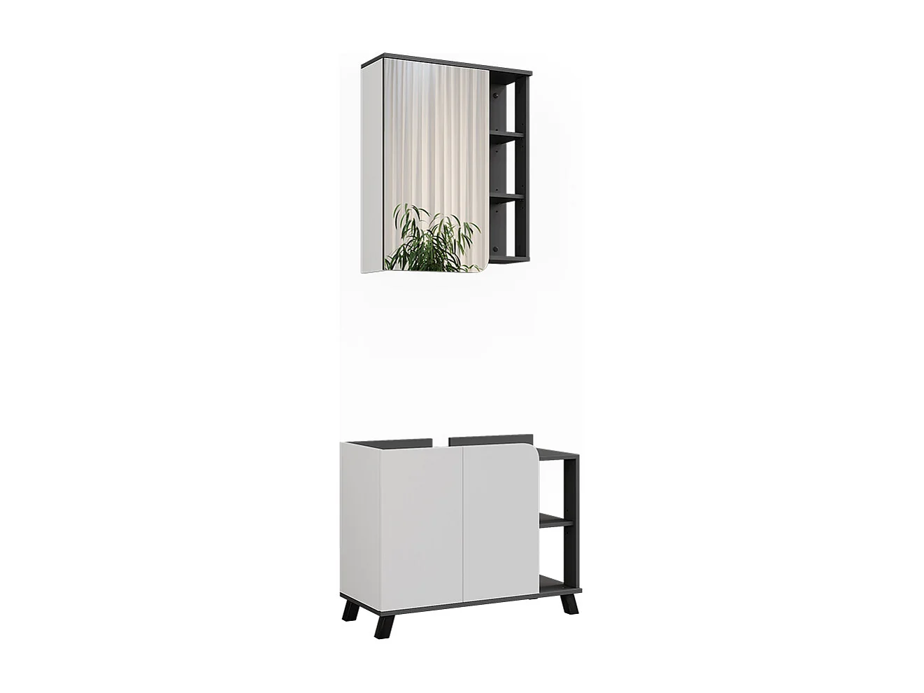 Set di mobili da bagno antracite/bianco 80x35x65 karen