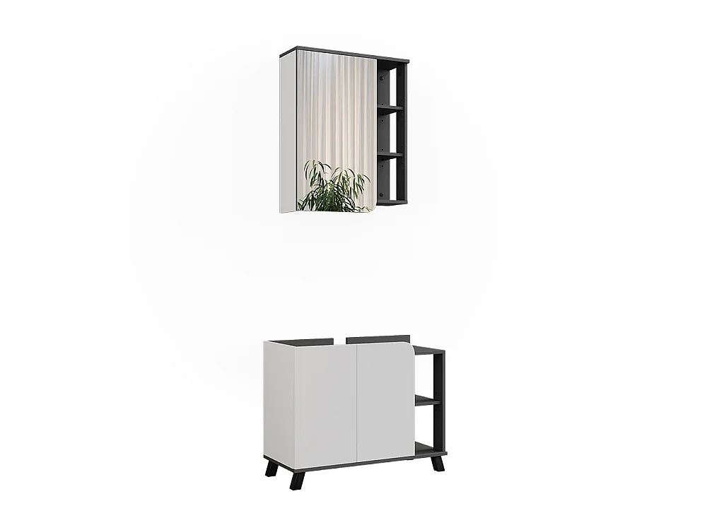 Ensemble de meubles de salle de bains anthracite/blanc 80x35x65 karen