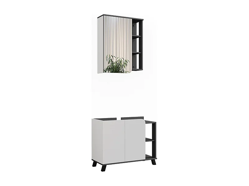 Badmöbel-Set anthrazit/weiß 80x35x65 karen