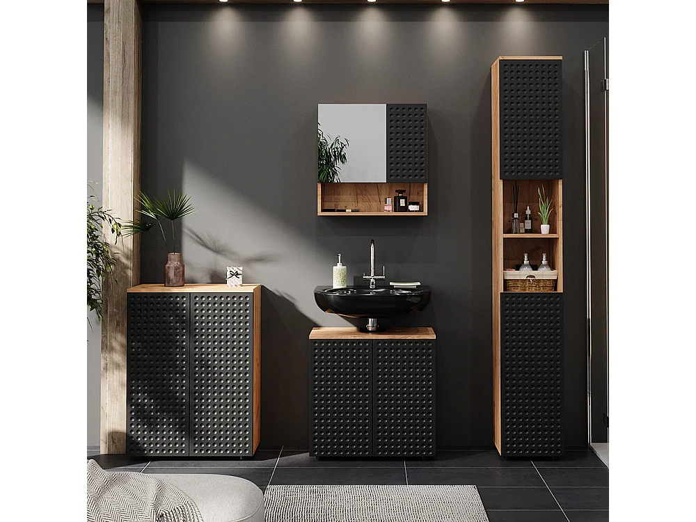 Meubles bain anthracite à pois 80x41x58.6 irma