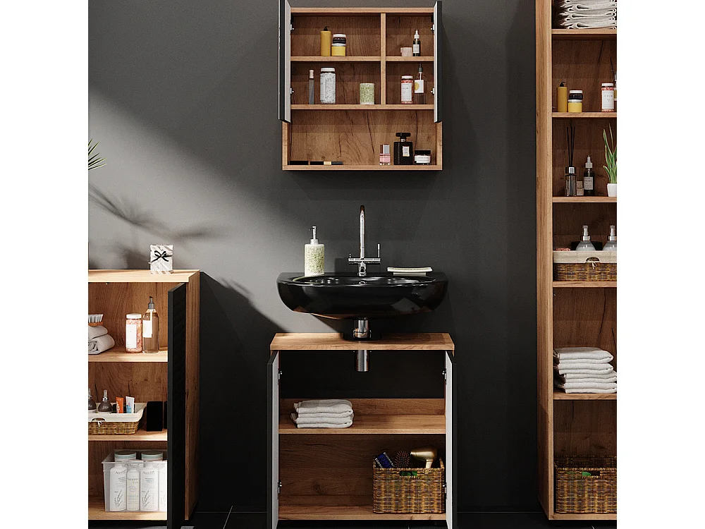 Meubles bain anthracite à pois 80x41x58.6 irma