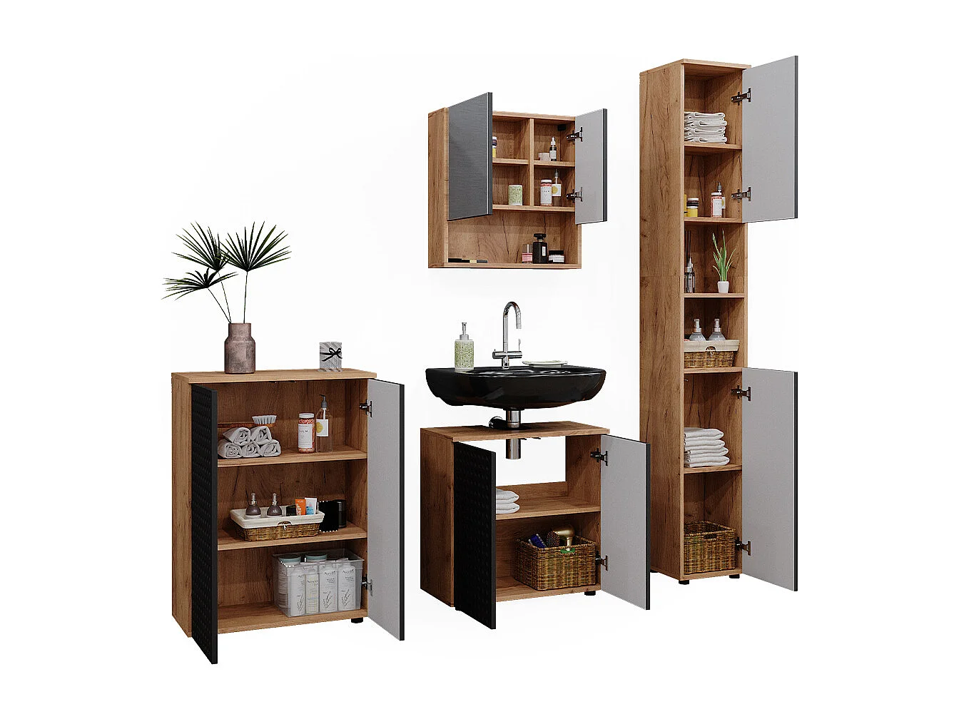 Meubles bain anthracite à pois 80x41x58.6 irma