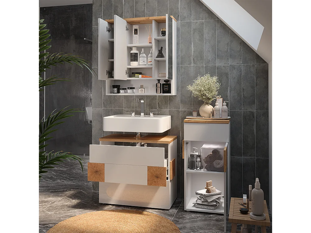 Badmöbel-Set weiß 70x37x64.5 eden