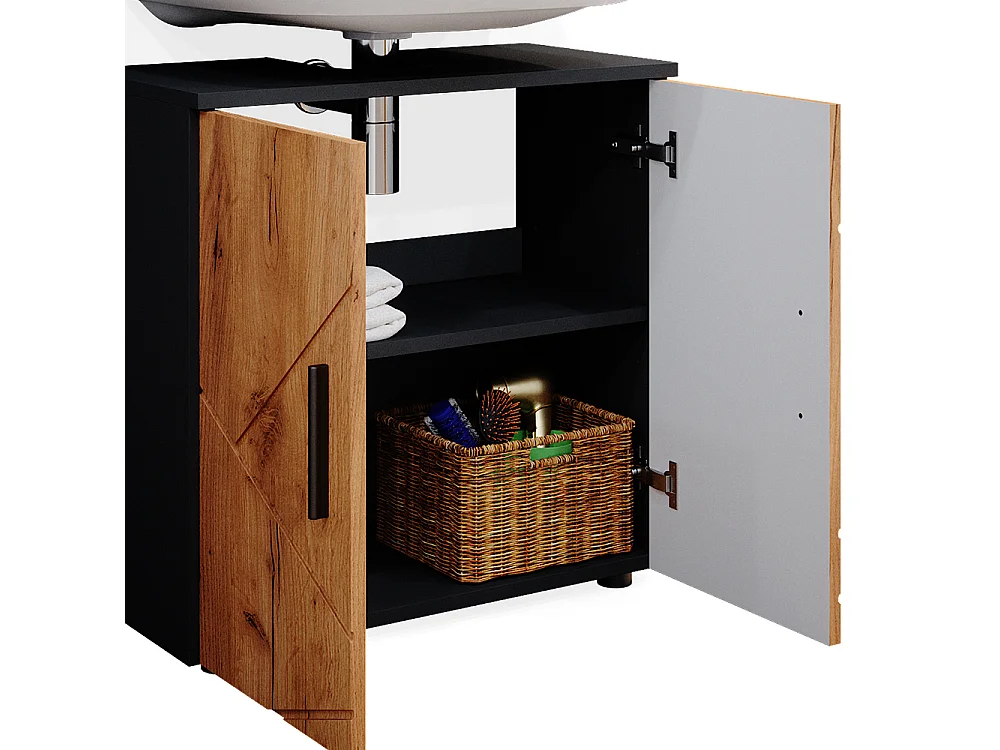 Set mobili bagno quercia dorata/antracite 80x41x58.6 irma