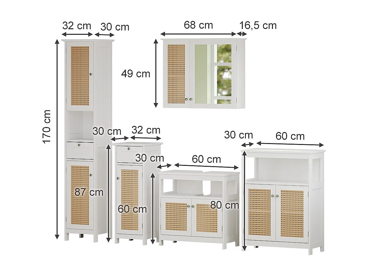 Set di mobili da bagno bianco 60x30x60 rosario