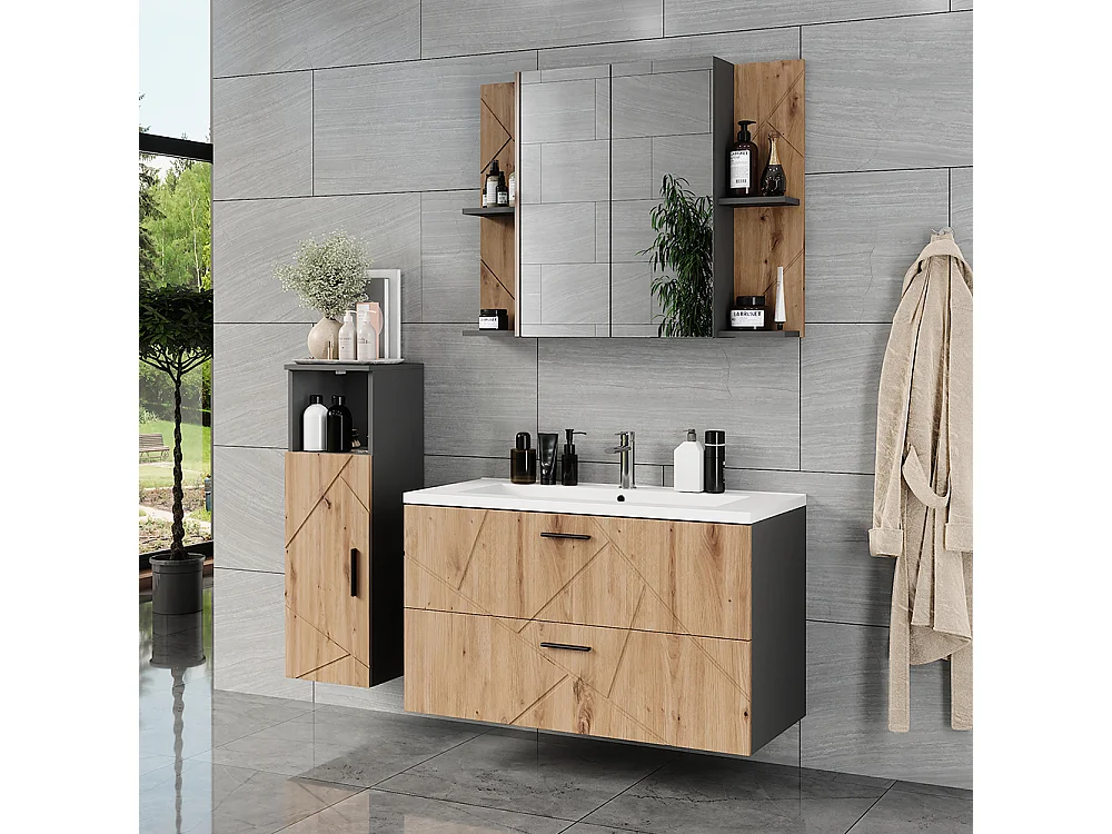 Set di mobili da bagno antracite/artisan 100x44.6x57 irma