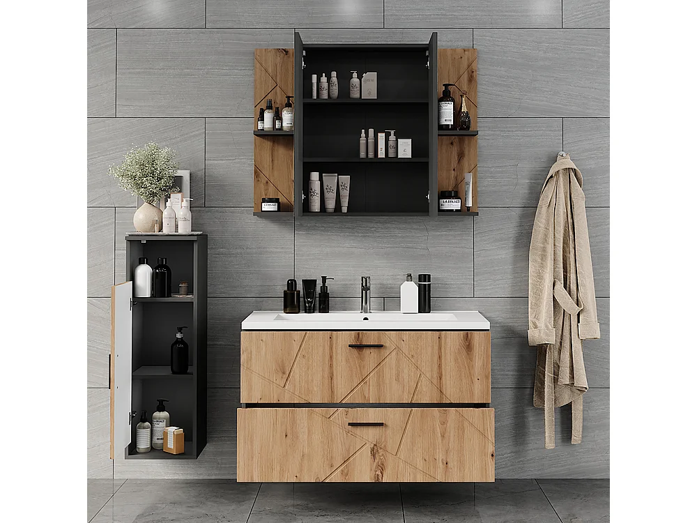 Set di mobili da bagno antracite/artisan 100x44.6x57 irma