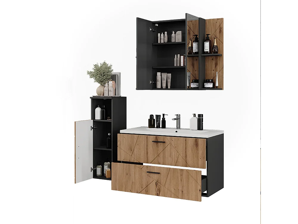 Ensemble de meubles de salle de bains anthracite/artisan 100x44.6x57 irma