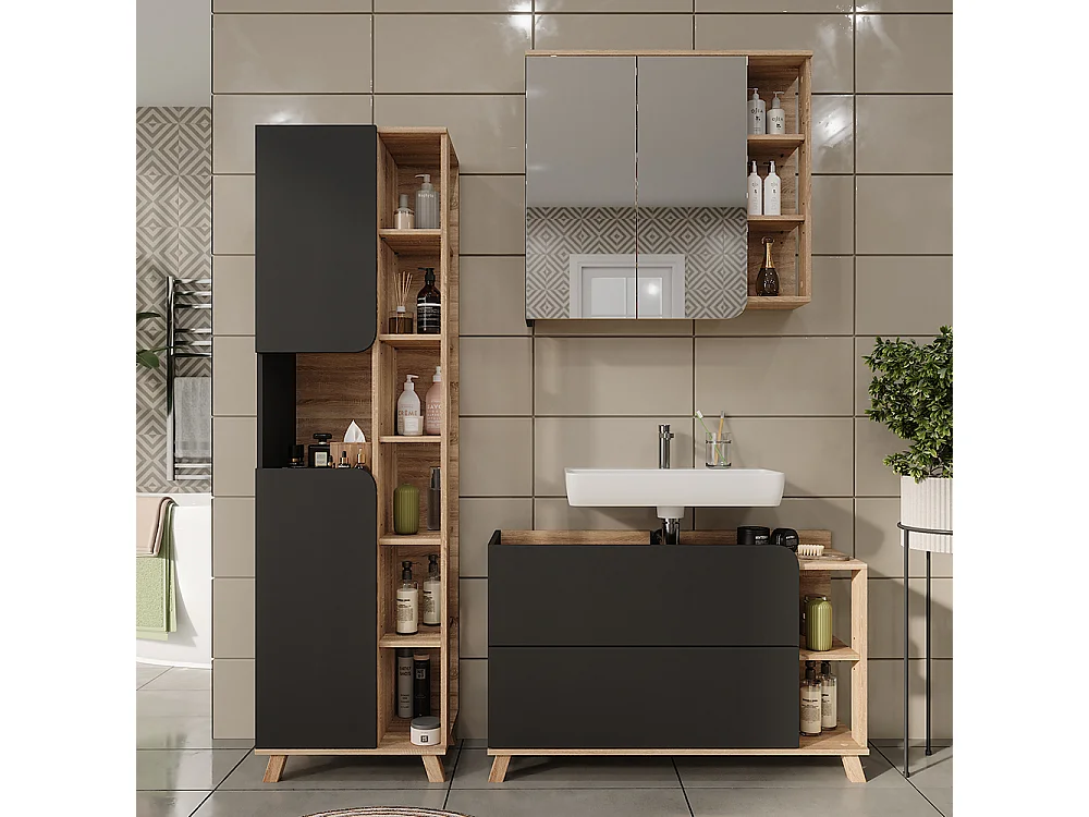 Meubles bain sonoma/anthracite 100x35x65 karen