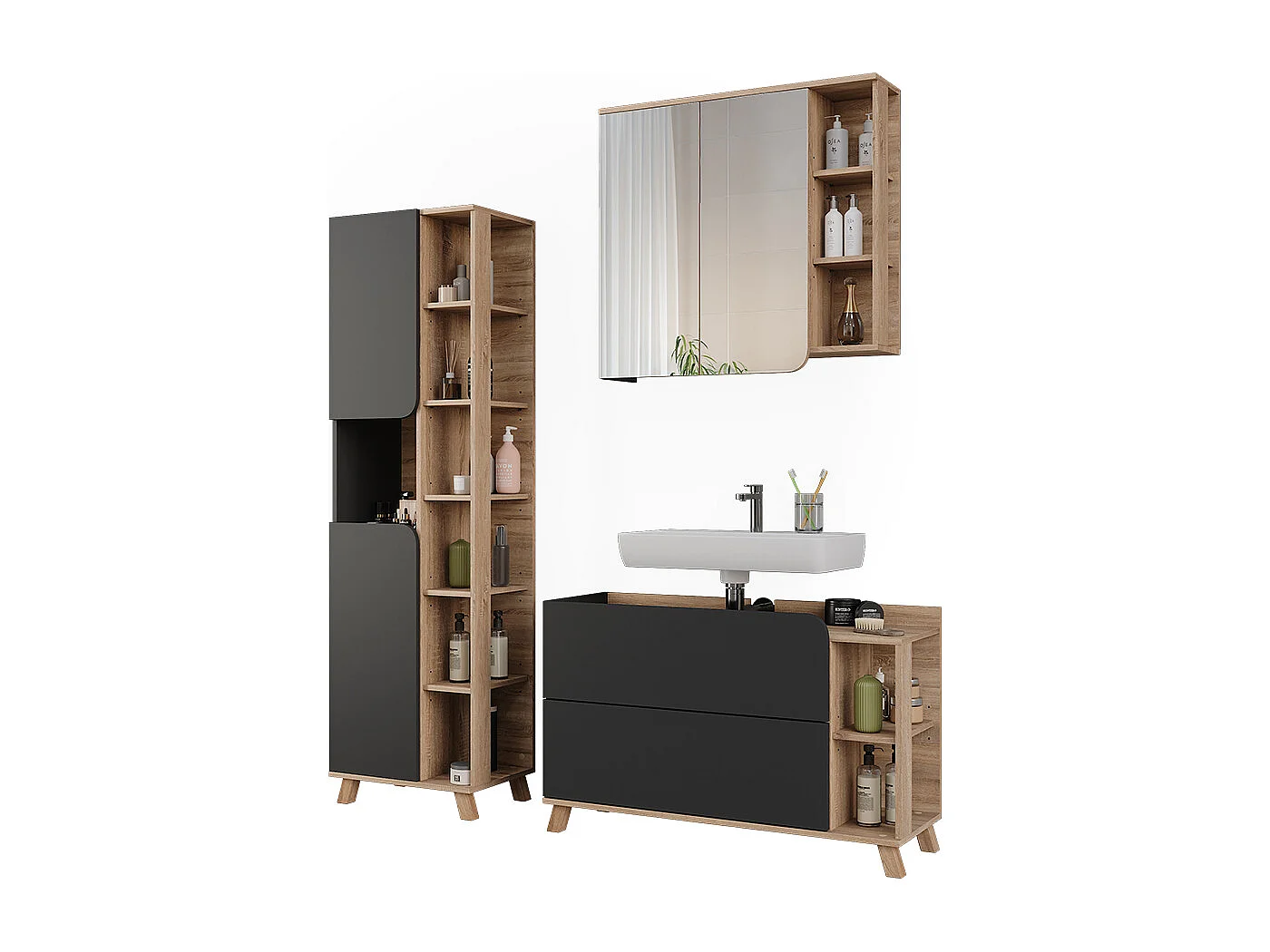 Meubles bain sonoma/anthracite 100x35x65 karen