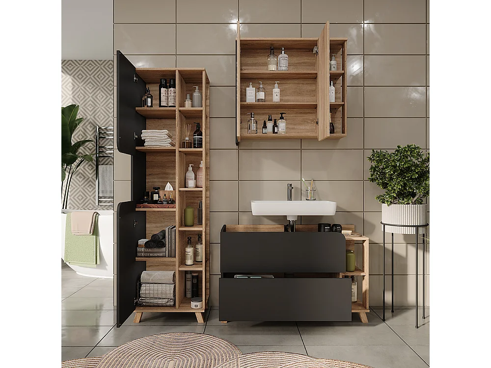 Meubles bain sonoma/anthracite 100x35x65 karen