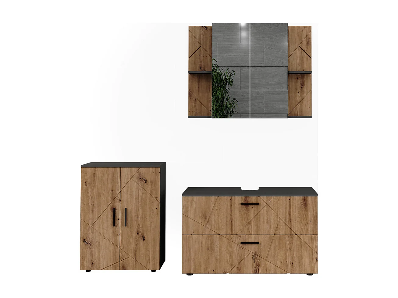 Ensemble de meubles de salle de bains anthracite/artisan 100.1x41x60.6 irma