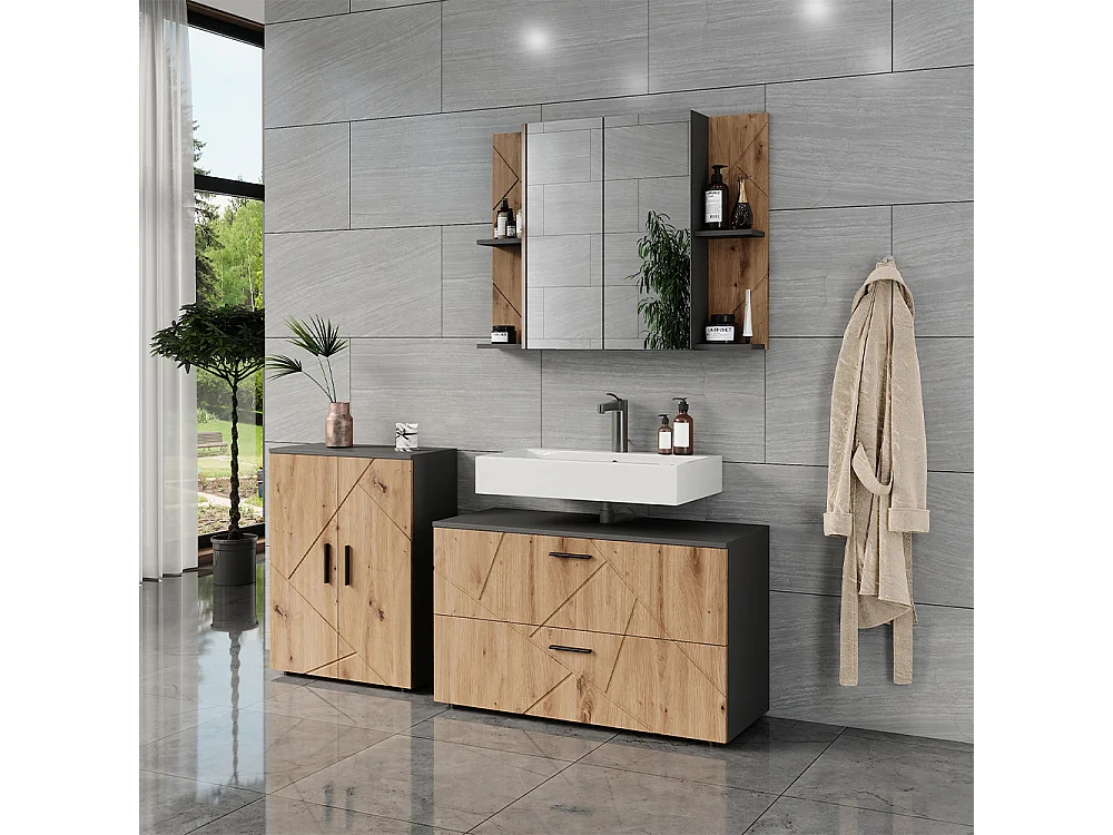 Ensemble de meubles de salle de bains anthracite/artisan 100.1x41x60.6 irma
