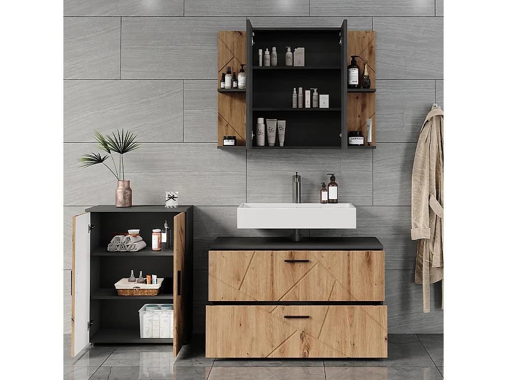 Ensemble de meubles de salle de bains anthracite/artisan 100.1x41x60.6 irma