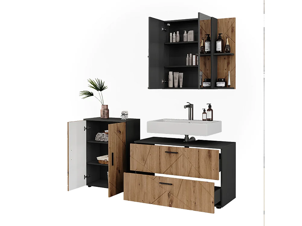 Ensemble de meubles de salle de bains anthracite/artisan 100.1x41x60.6 irma
