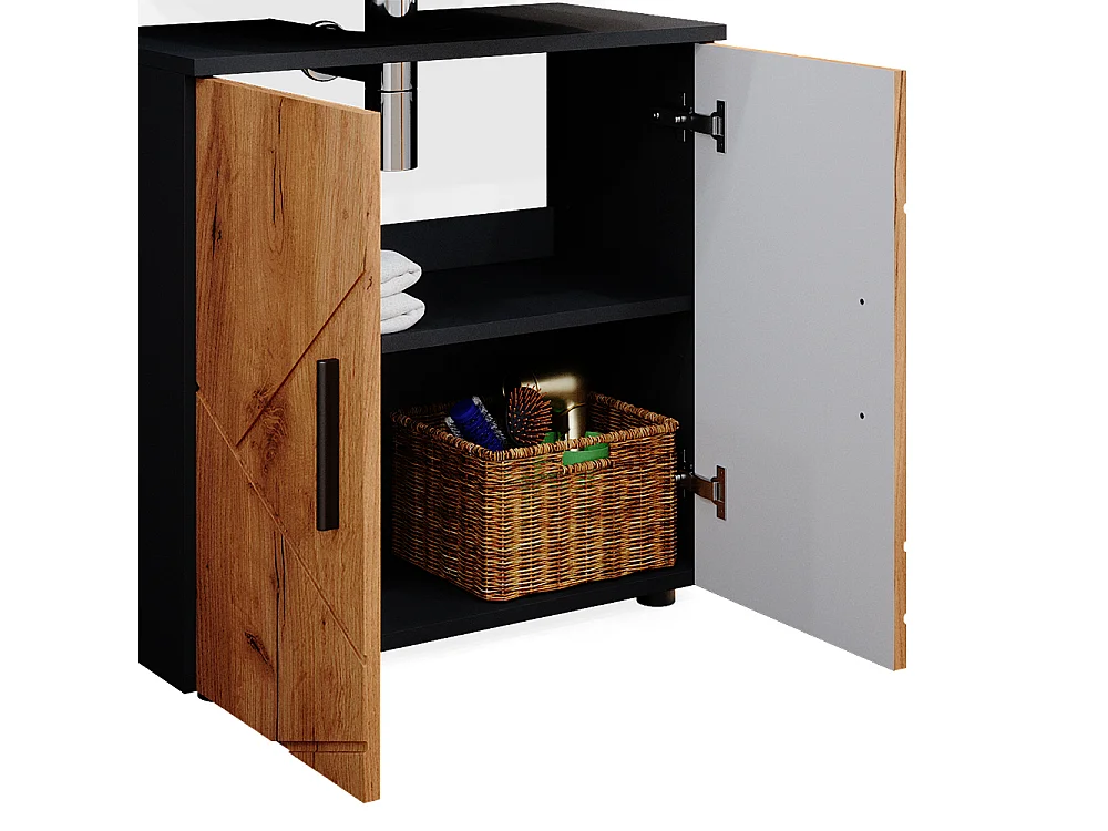 Conjunto de muebles de baño oro power roble/antracita 80x41x58.6 irma