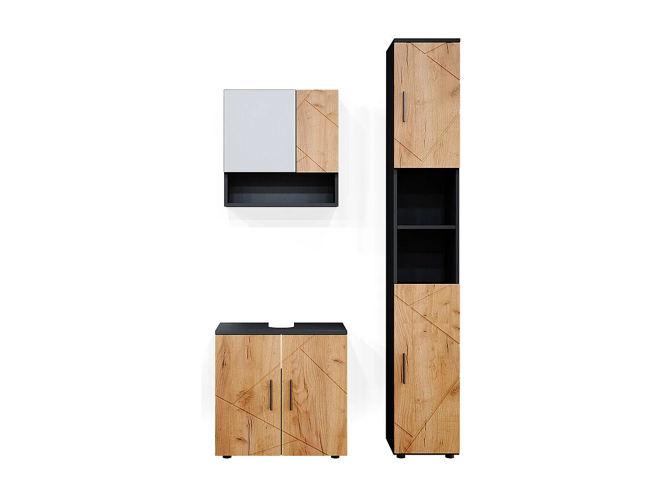 Meubles bain chêne doré/anthracite 80x41x58.6 irma