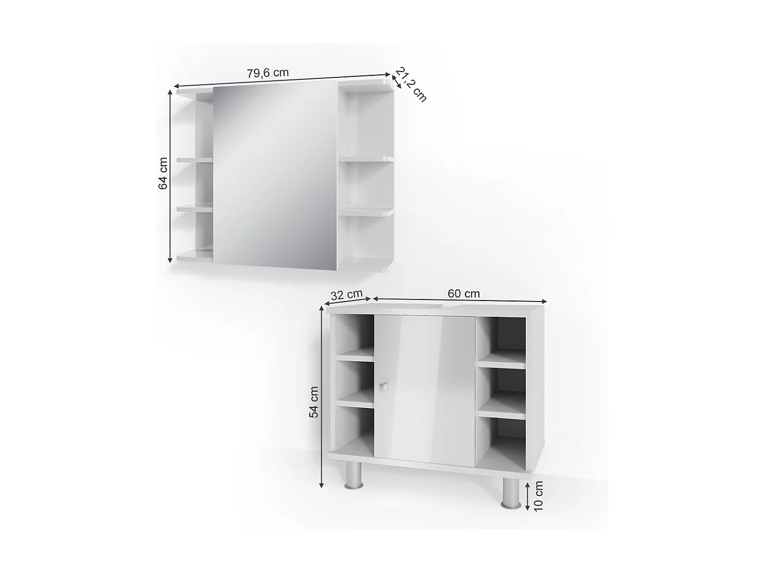 Set mobili bagno bianco lucido 60x32x54 fynn