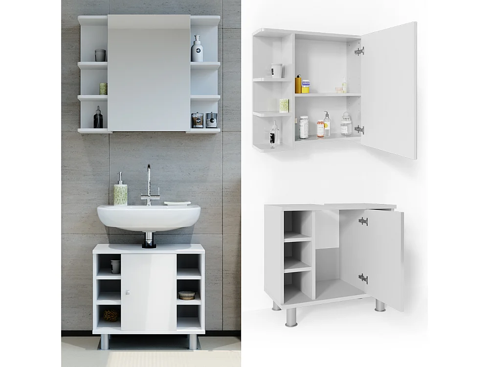 Badmöbel-Set weiß hochglanz 60x32x54 fynn
