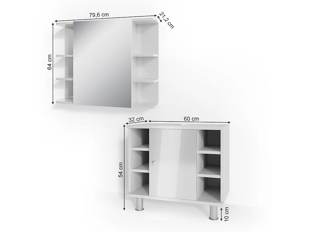 Badmöbel-Set weiß hochglanz 60x32x54 fynn