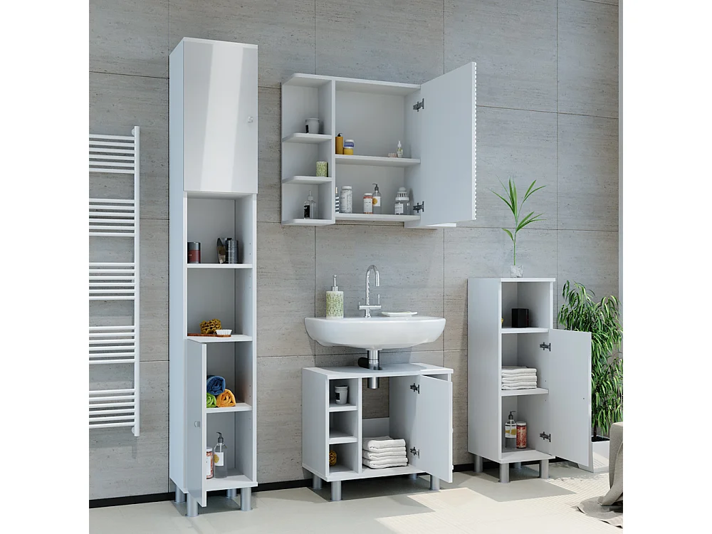 Badmöbel-Set weiß hochglanz 60x32x54 fynn