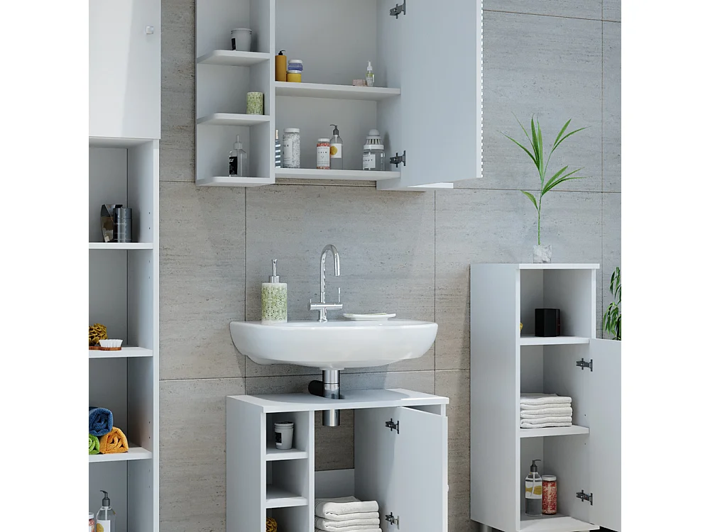 Badmöbel-Set weiß hochglanz 60x32x54 fynn