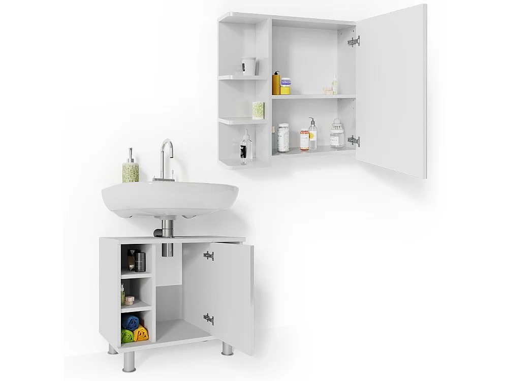 Badmöbel-Set weiß hochglanz 60x32x54 fynn